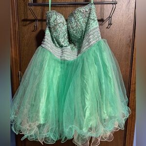 Strapless mini formal size 16 corset back